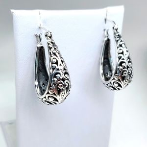 Sterling Silver Basket Hoop Earrings NWT